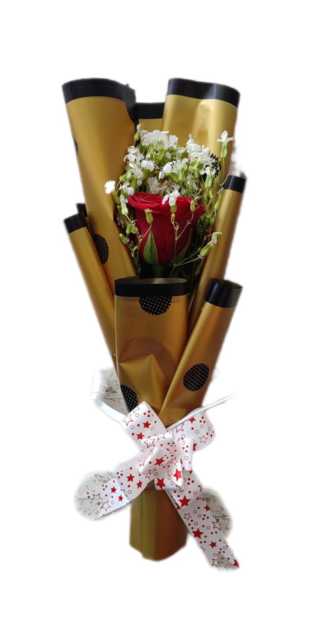 Single Rose With Gypso