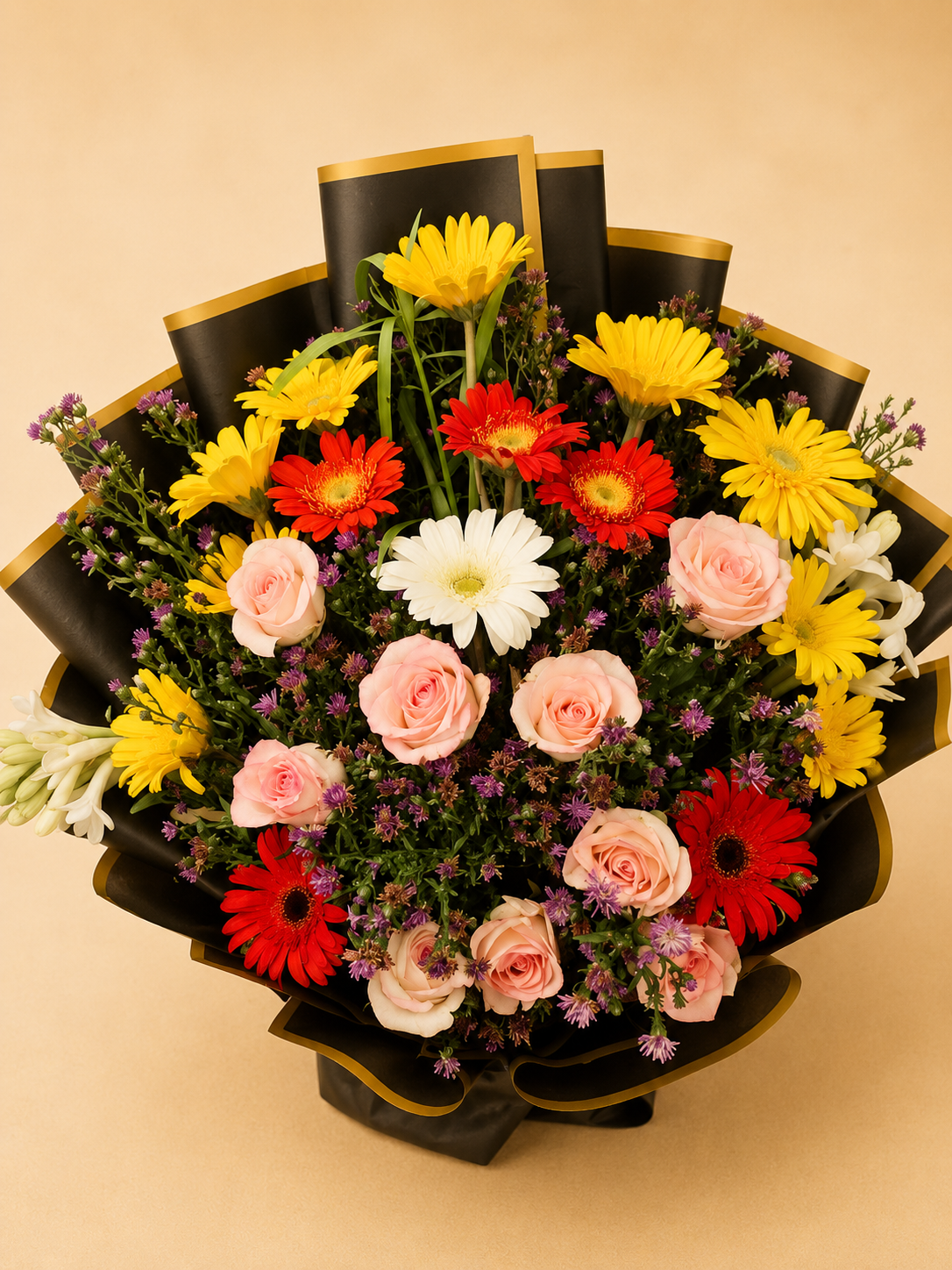 Golden Hour – Premium Mixed Flower Bouquet